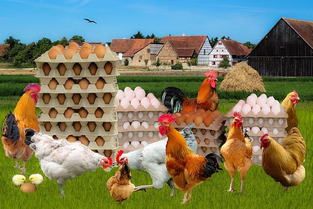 eggs, farm yard, chicken